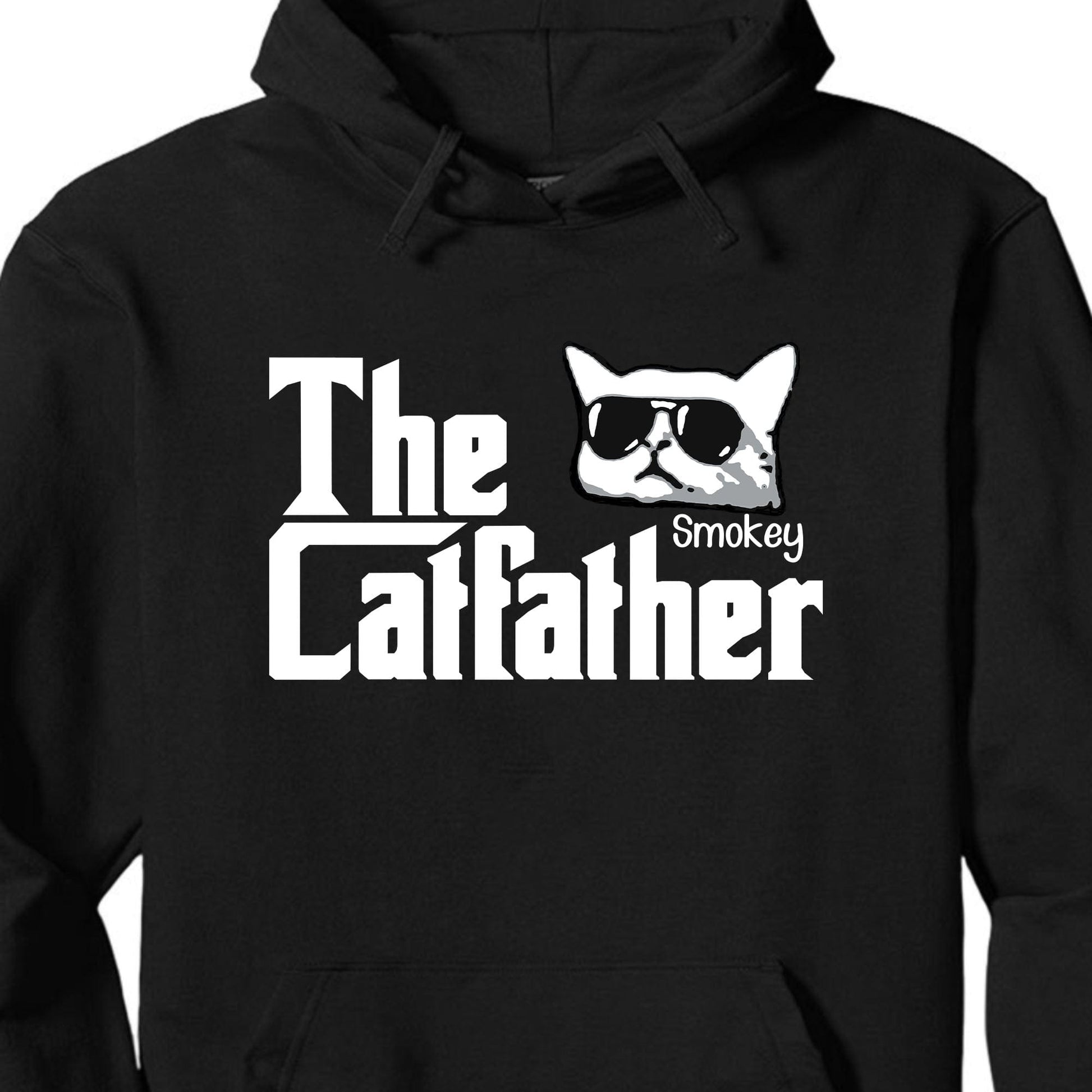 GeckoCustom The Catfather Personalized Custom Cat Dad Shirt C553 Pullover Hoodie / Black Colour / S